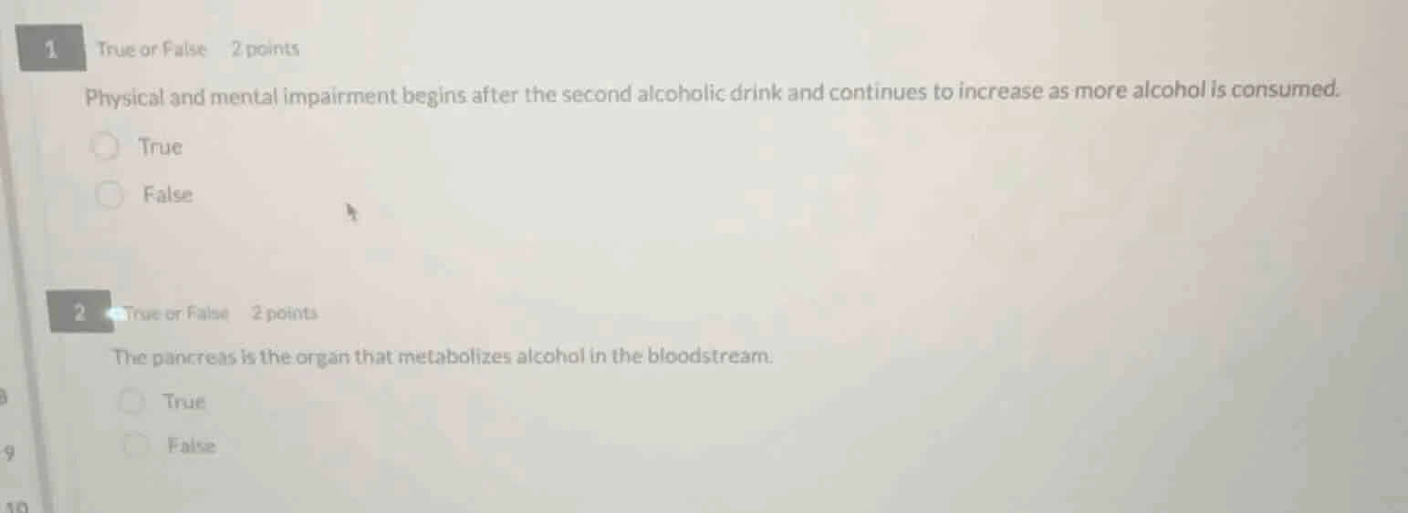 1 true or false 2 points physical and mental impairment begins after th…