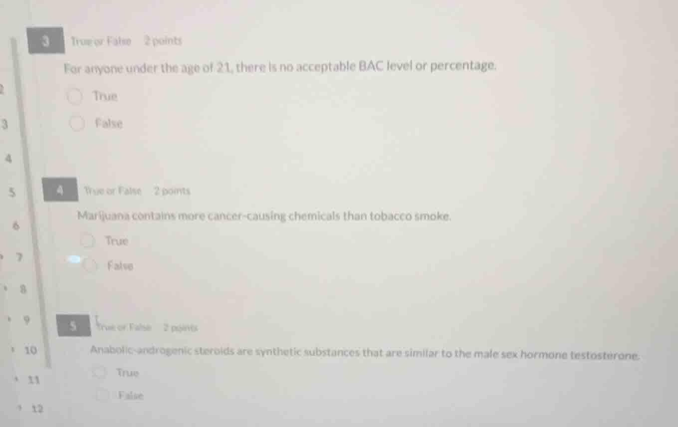 3 true or false 2 points for anyone under the age of 21, there is no ac…