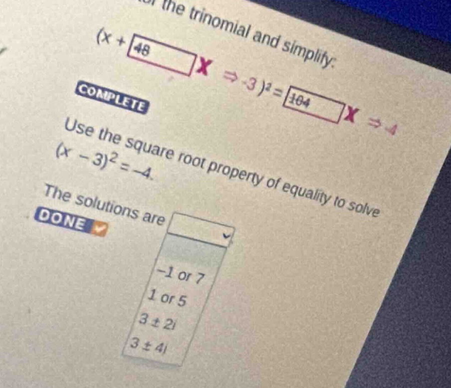 for the trinomial and simplify. $(x + \\boxed{48} \\boldsymbol{\\times}…
