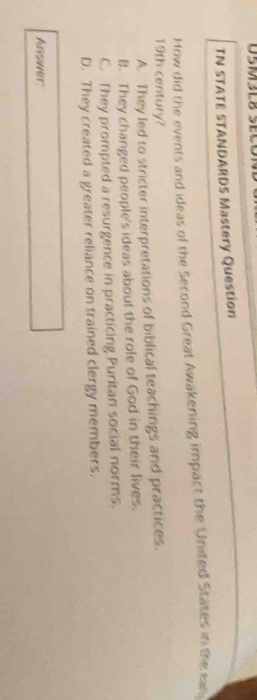 tn state standards mastery question how did the events and ideas of the…