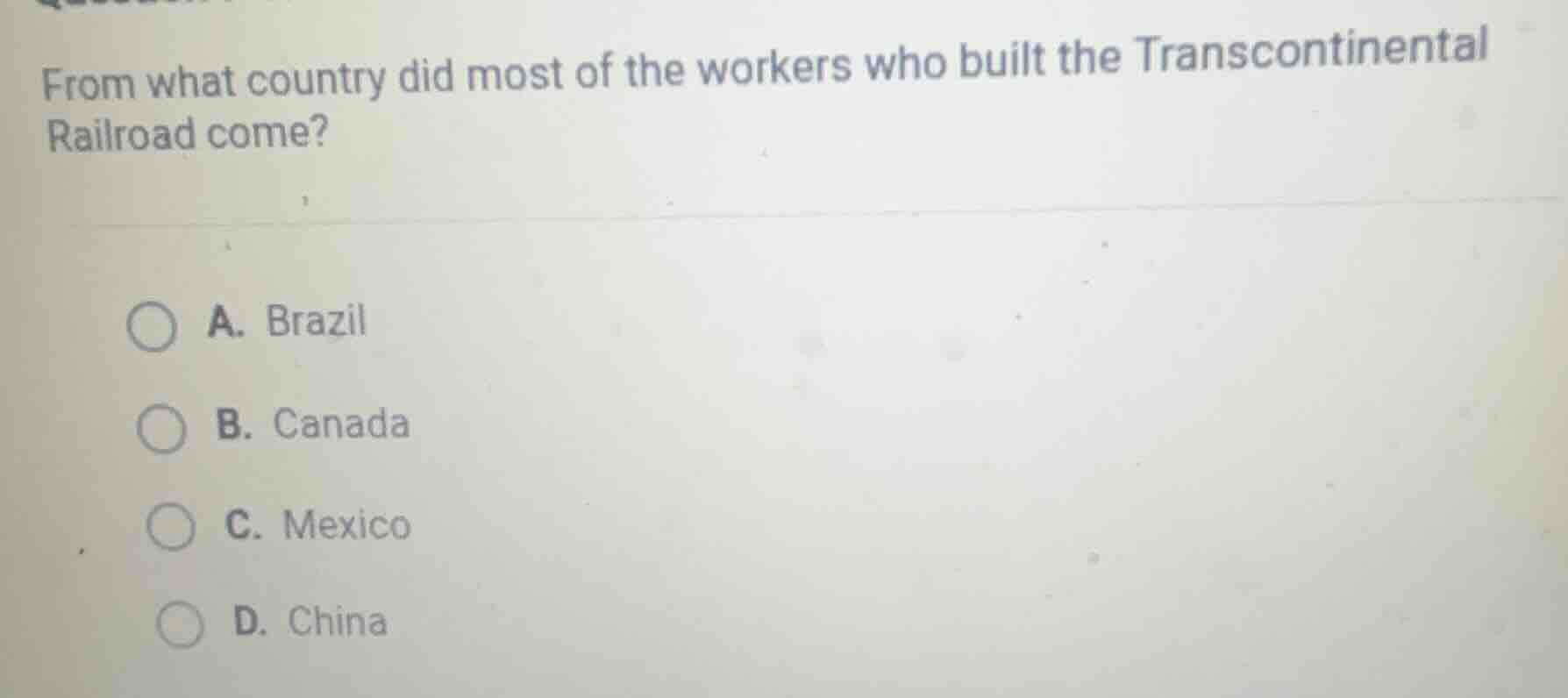 from what country did most of the workers who built the transcontinenta…