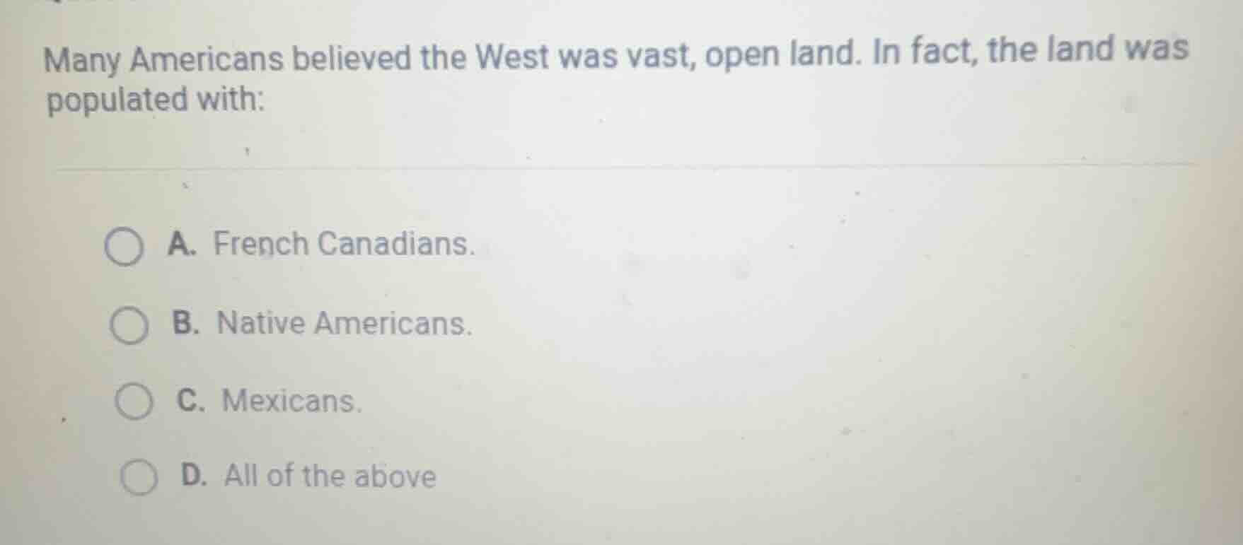 many americans believed the west was vast, open land. in fact, the land…