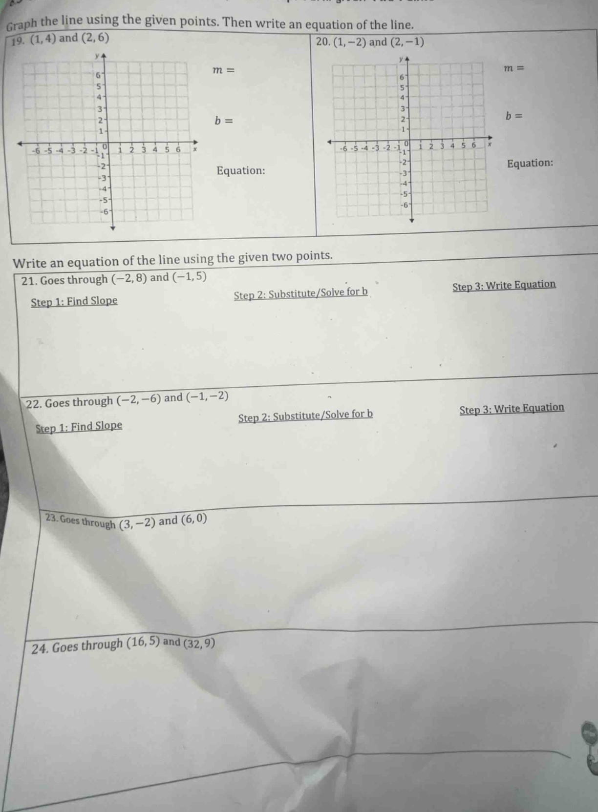graph the line using the given points. then write an equation of the li…
