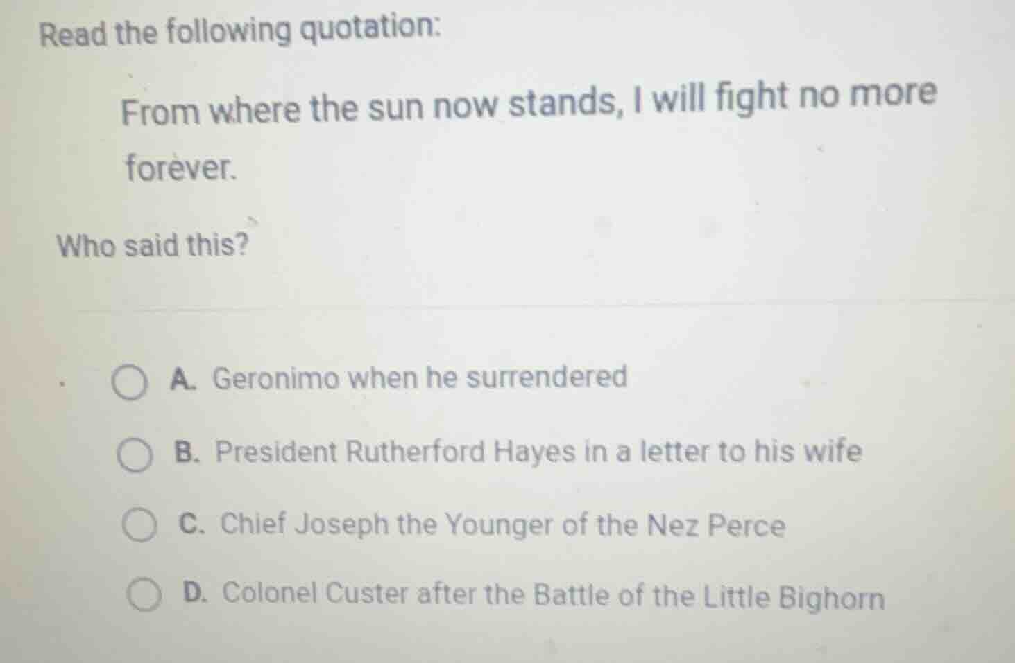 read the following quotation: from where the sun now stands, i will fig…