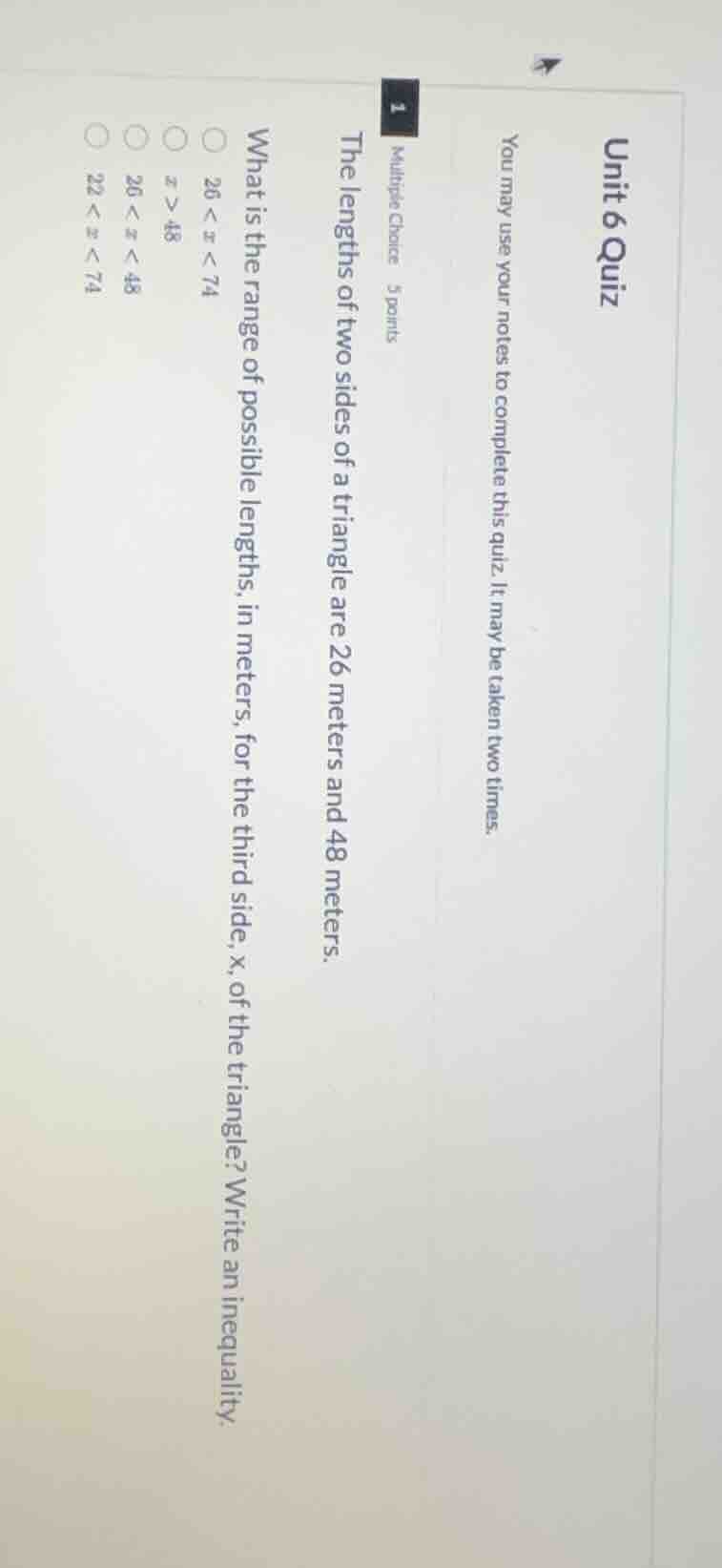 unit 6 quiz you may use your notes to complete this quiz. it may be tak…