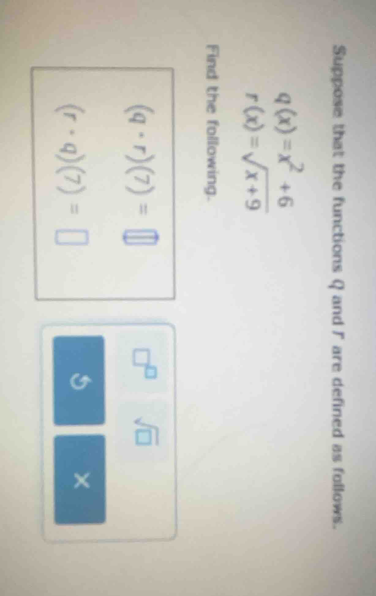 suppose that the functions q and r are defined as follows. q(x) = x² + …