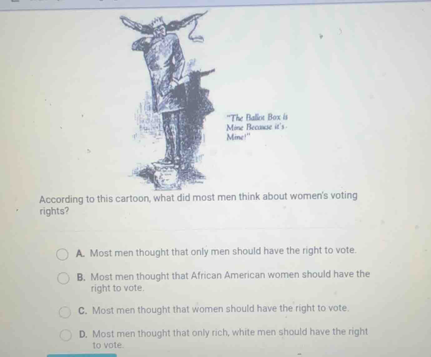 according to this cartoon, what did most men think about women’s voting…