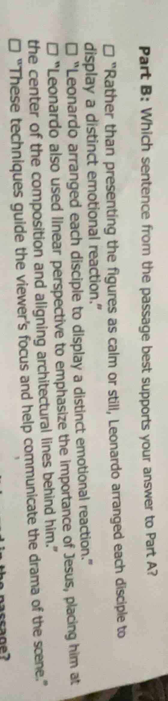 part b: which sentence from the passage best supports your answer to pa…