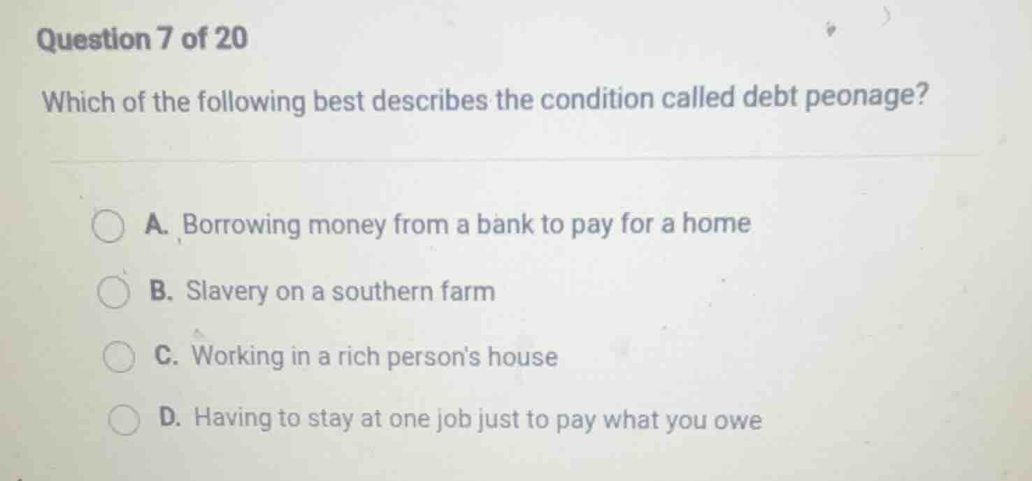 question 7 of 20 which of the following best describes the condition ca…