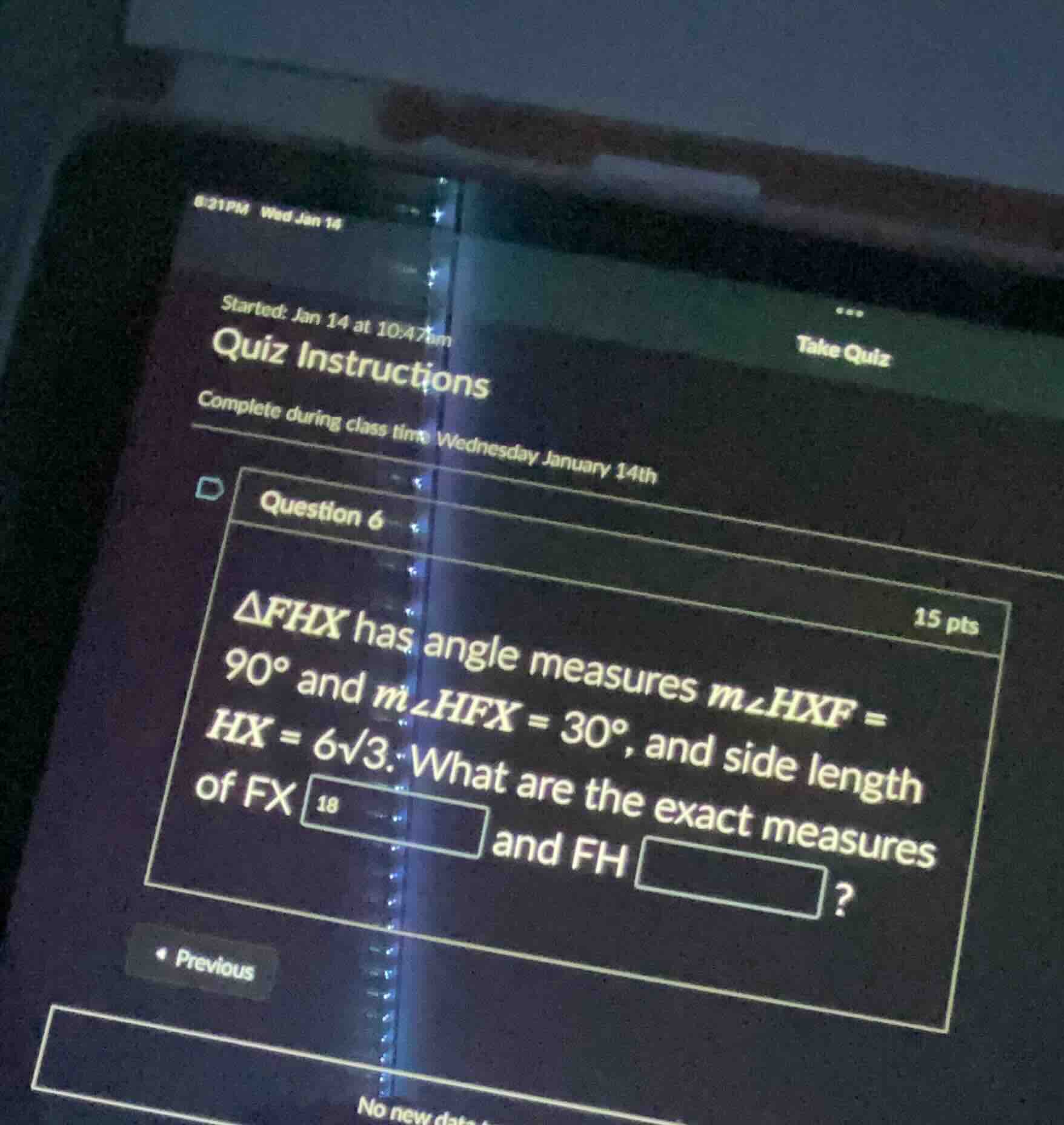 quiz instructions complete during class time wednesday january 14th que…