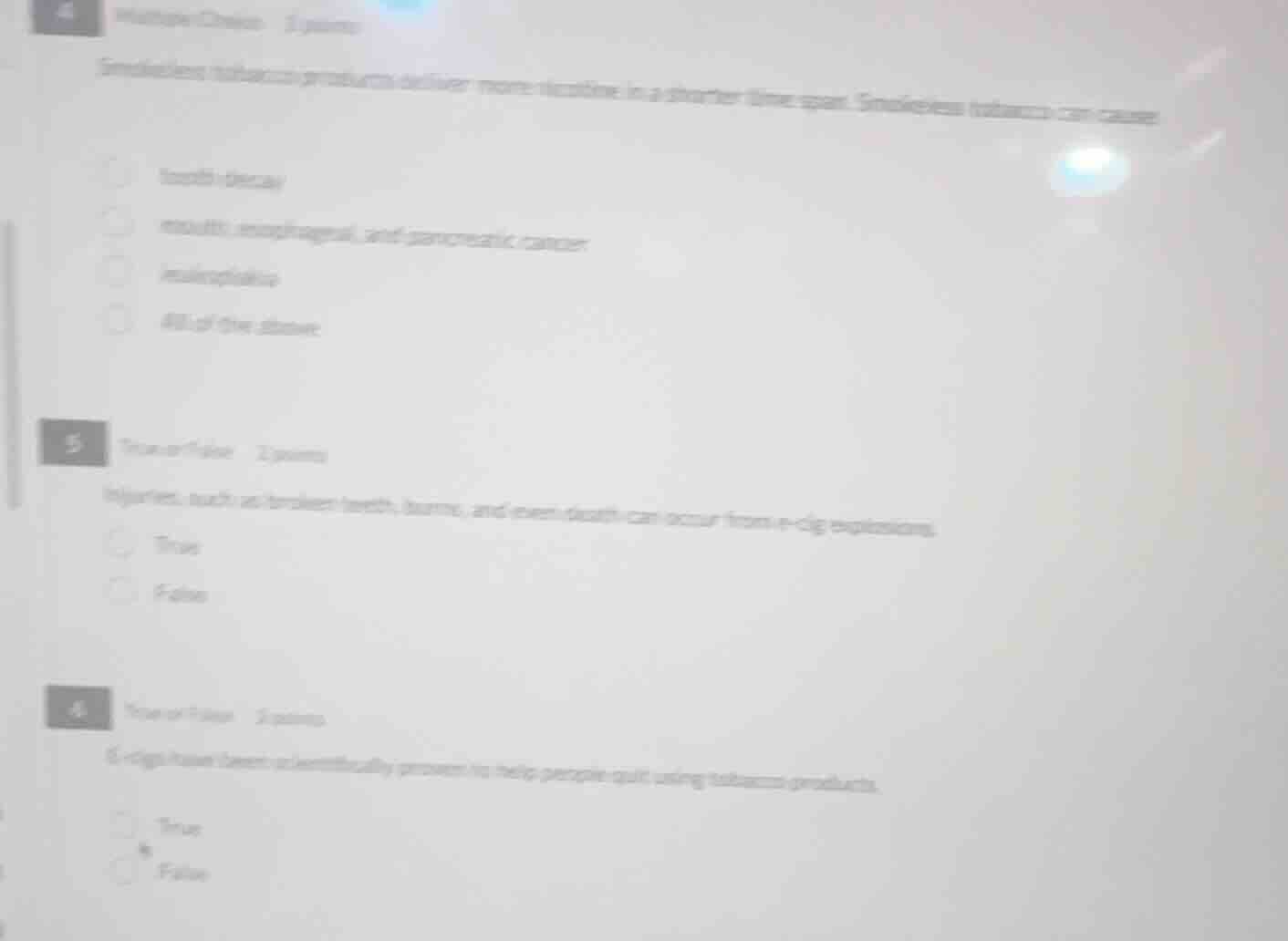 4 multiple choice 1 point smokeless tobacco products deliver more nicot…