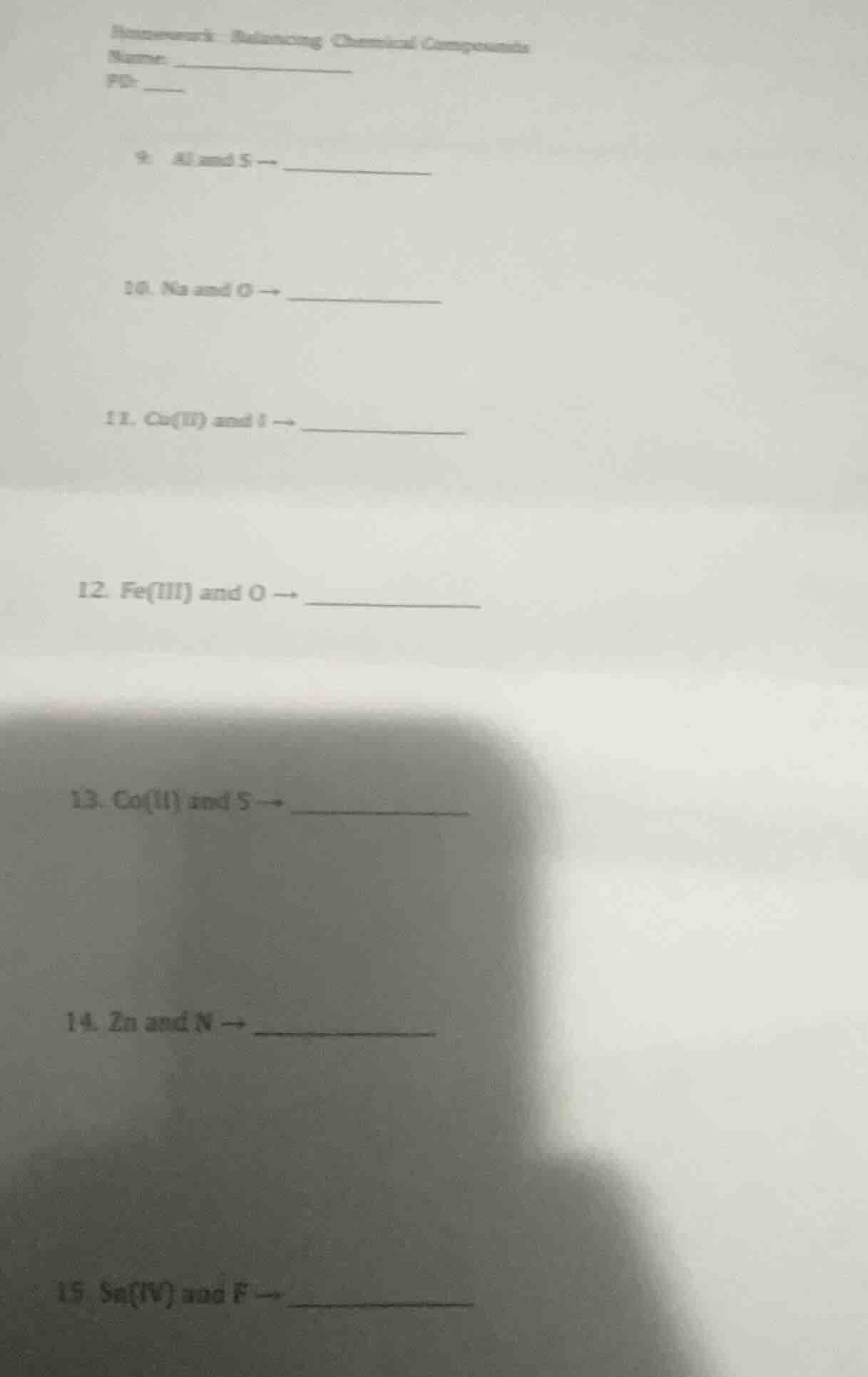 homework: balancing chemical compounds name: pd: 9. al and s → 10. na a…