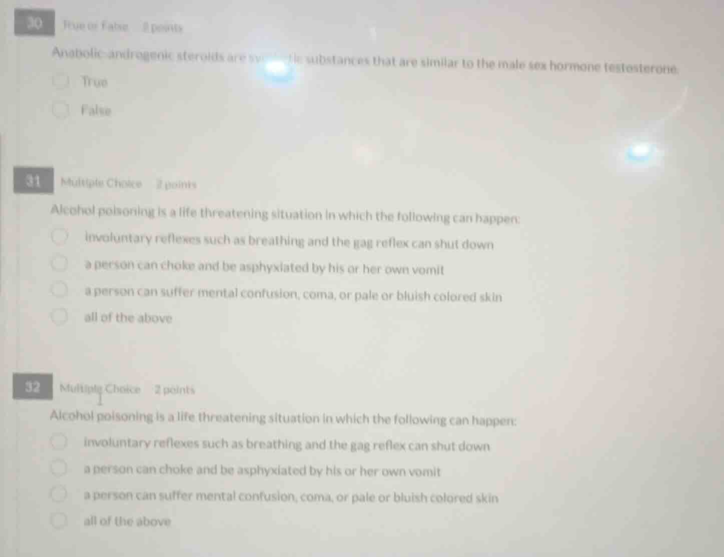 30 true or false 2 points anabolic - androgenic steroids are synthetic …