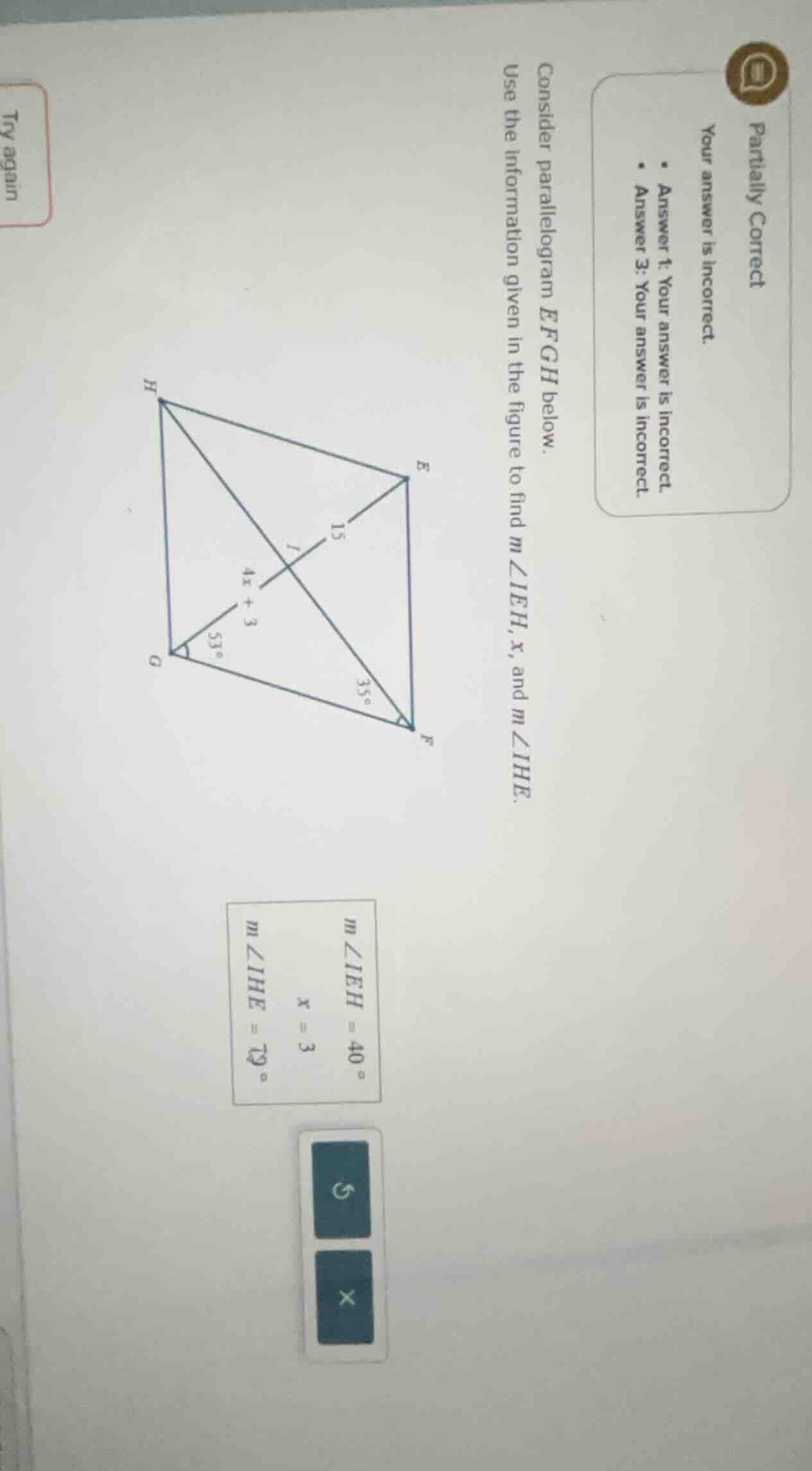 consider parallelogram efgh below. use the information given in the fig…