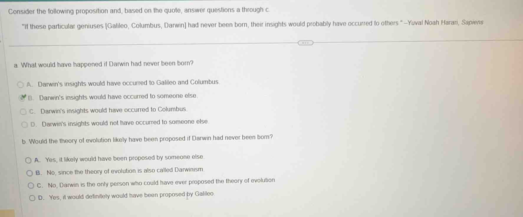 consider the following proposition and, based on the quote, answer ques…