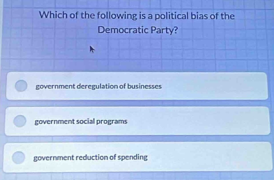 which of the following is a political bias of the democratic party? - g…