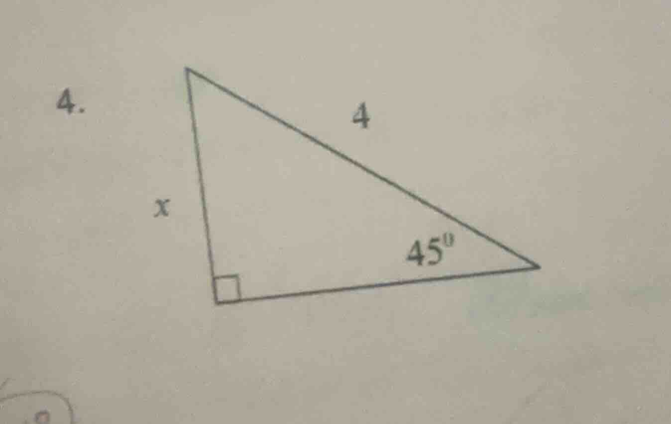 4. there is a right triangle in the picture. the right angle is at the …