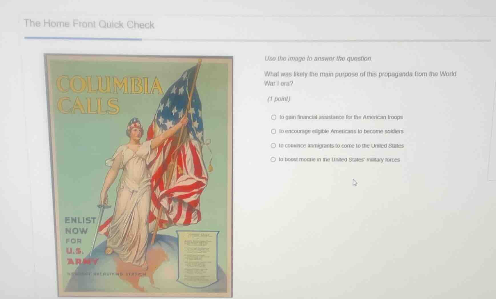 the home front quick check use the image to answer the question. what w…