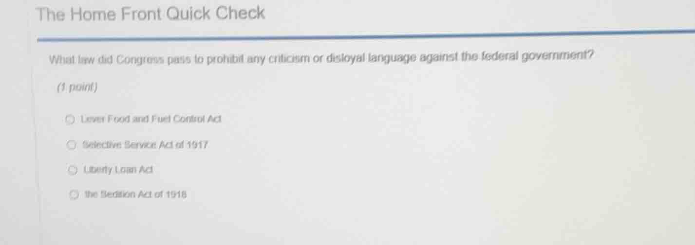the home front quick check what law did congress pass to prohibit any c…