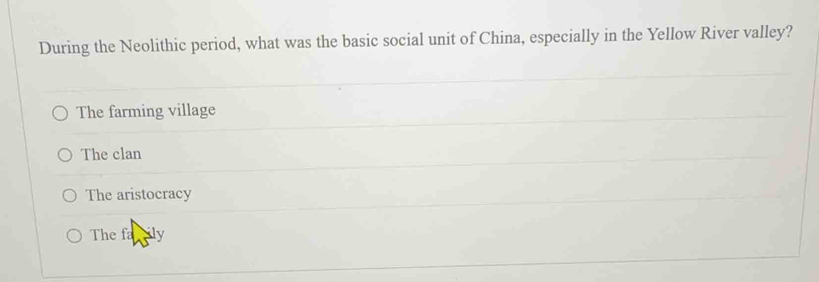 during the neolithic period, what was the basic social unit of china, e…