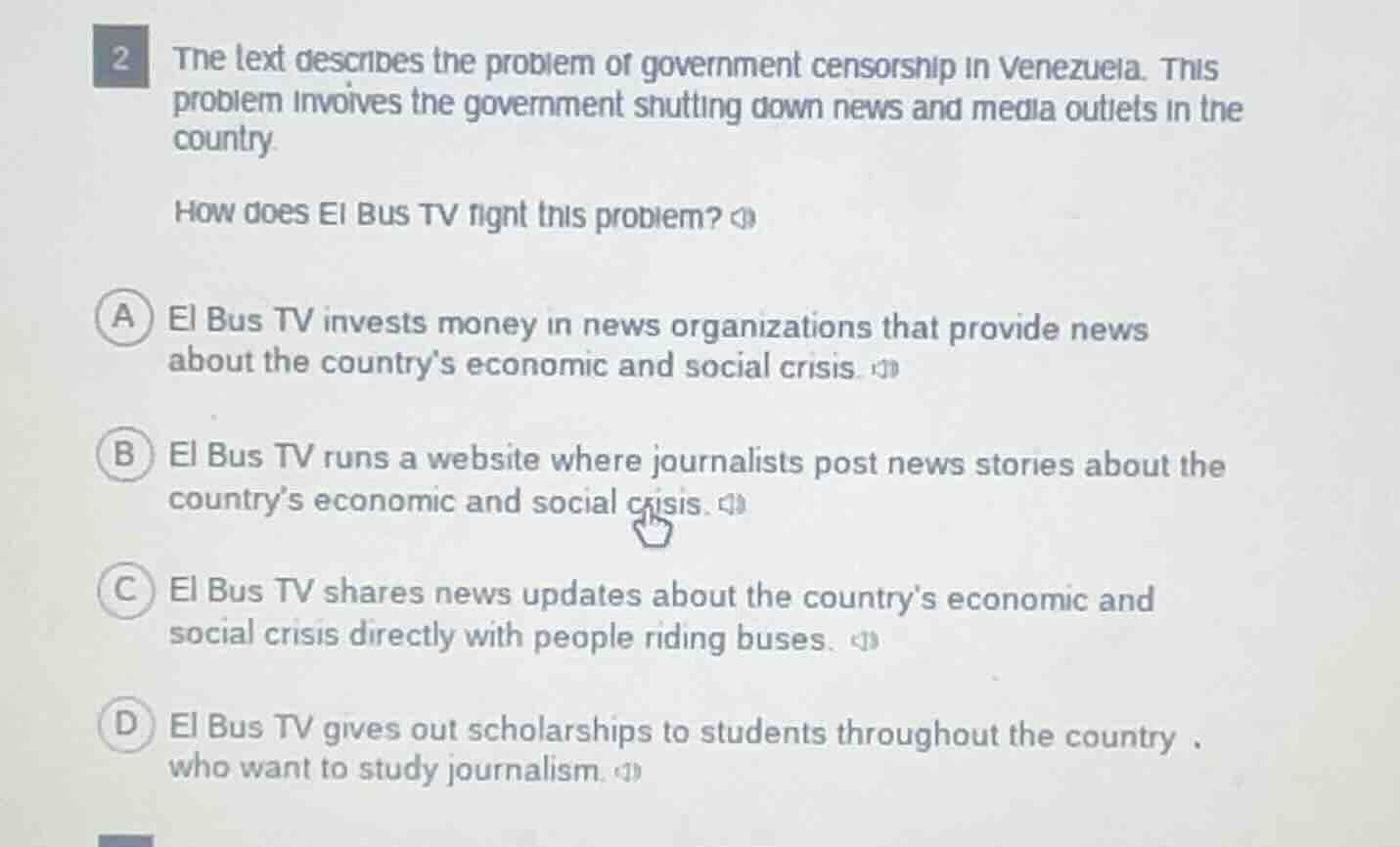 2 the text describes the problem of government censorship in venezuela.…