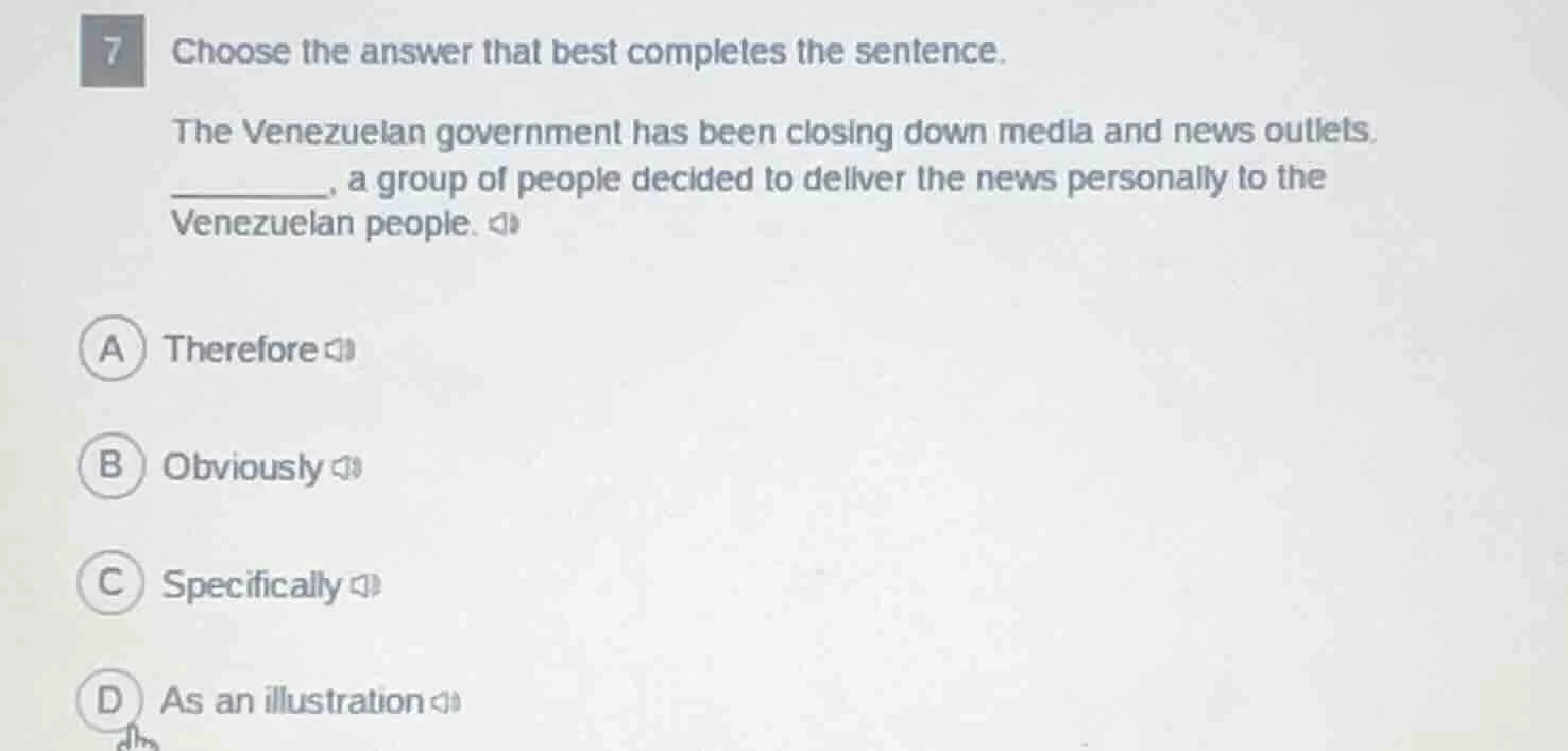 7 choose the answer that best completes the sentence. the venezuelan go…