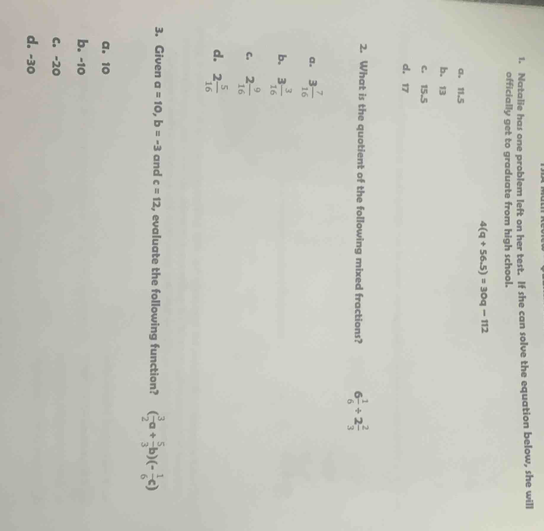 1. natalie has one problem left on her test. if she can solve the equat…