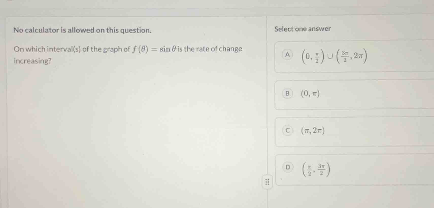 no calculator is allowed on this question. on which interval(s) of the …