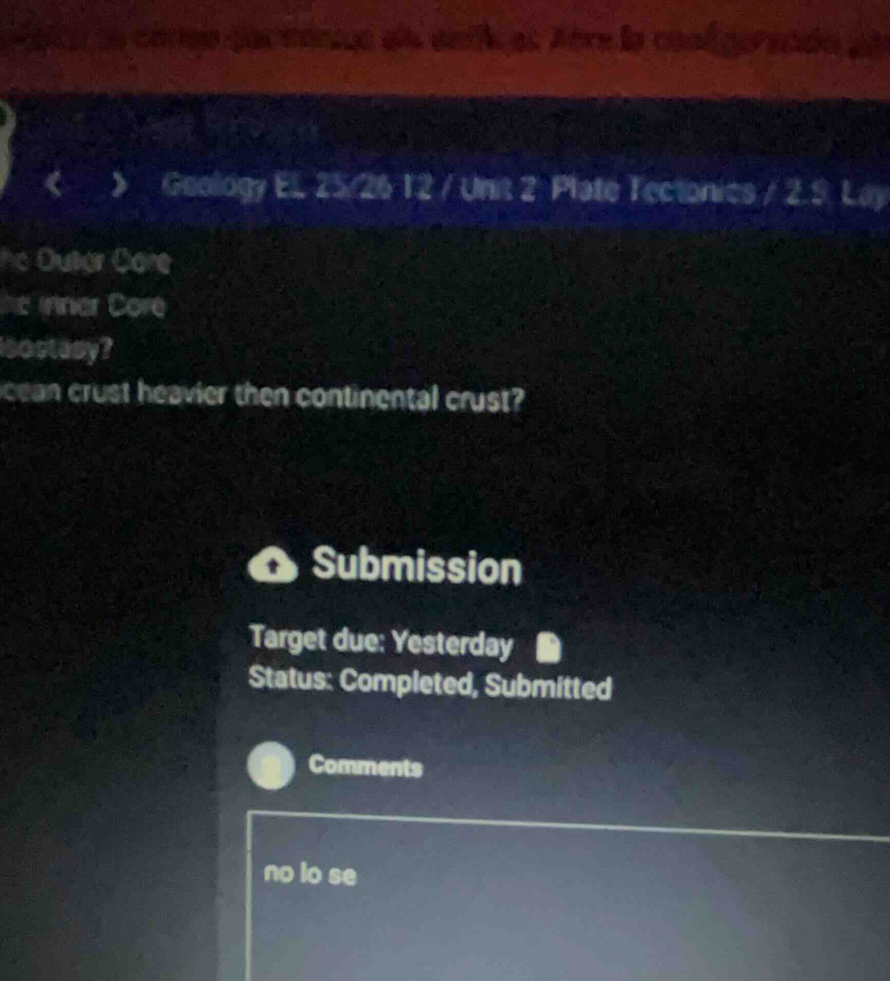 geology el 25/26 12 / unit 2 plate tectonics / 2.3 lay the outer core t…