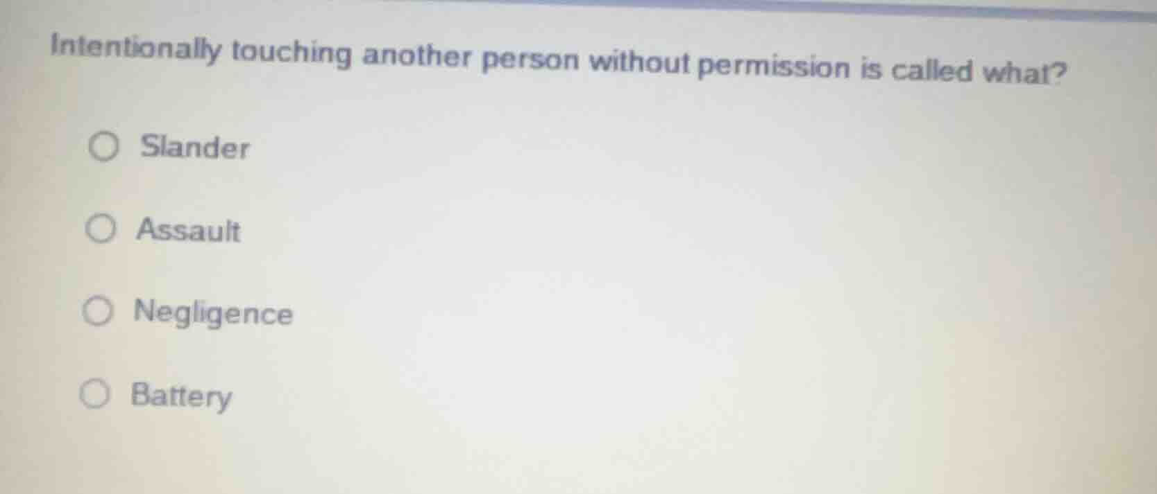 intentionally touching another person without permission is called what…