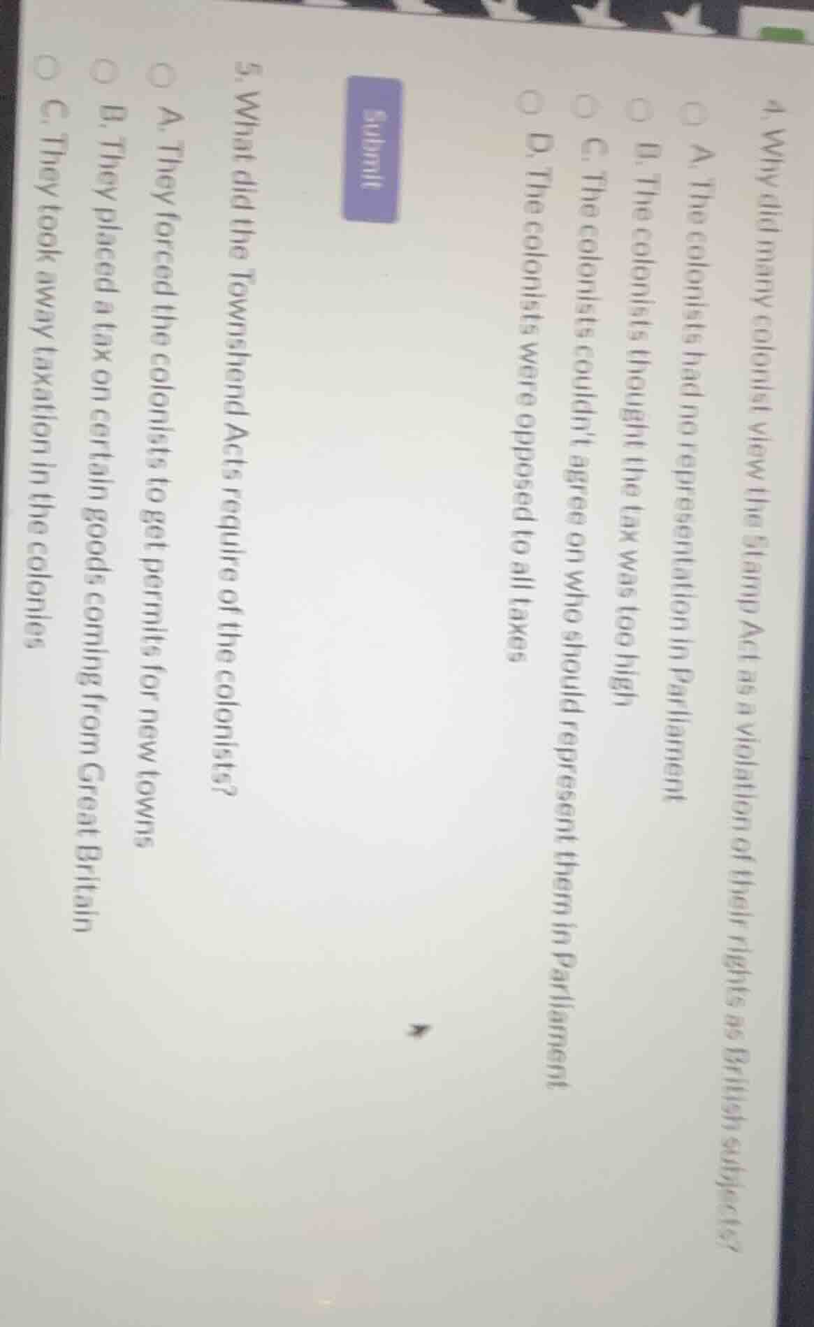 4. why did many colonists view the stamp act as a violation of their ri…