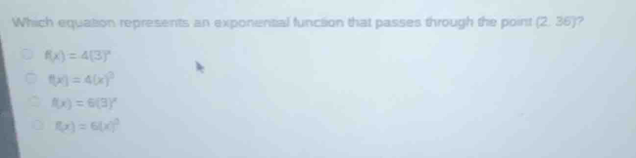 which equation represents an exponential function that passes through t…