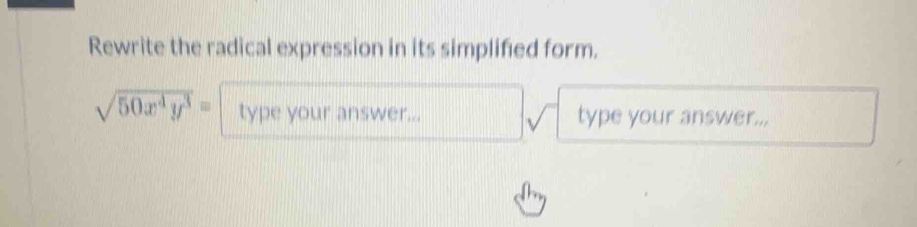rewrite the radical expression in its simplified form, \\(\\sqrt{50x^4y…
