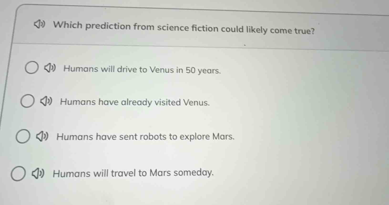 which prediction from science fiction could likely come true? humans wi…