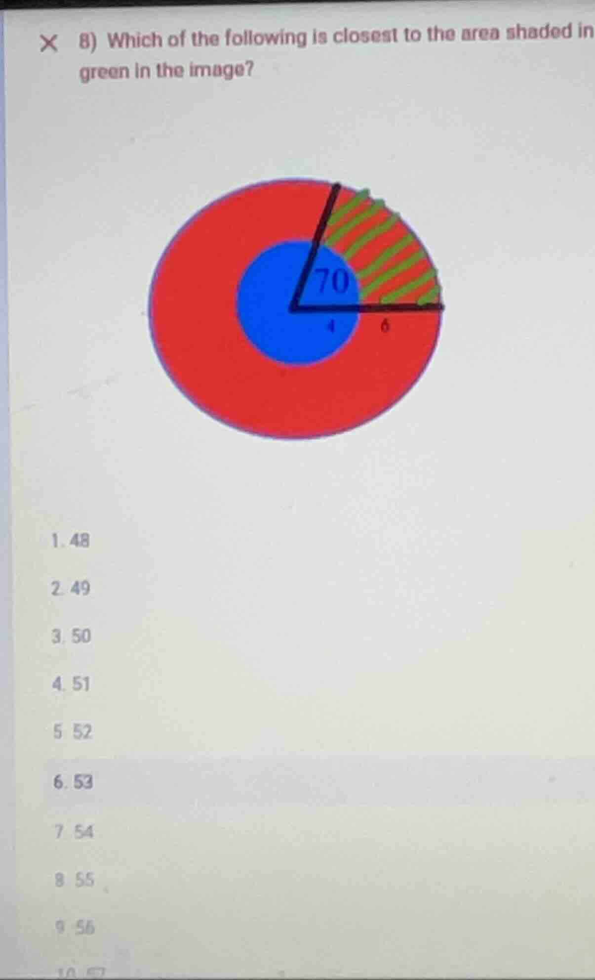 8) which of the following is closest to the area shaded in green in the…
