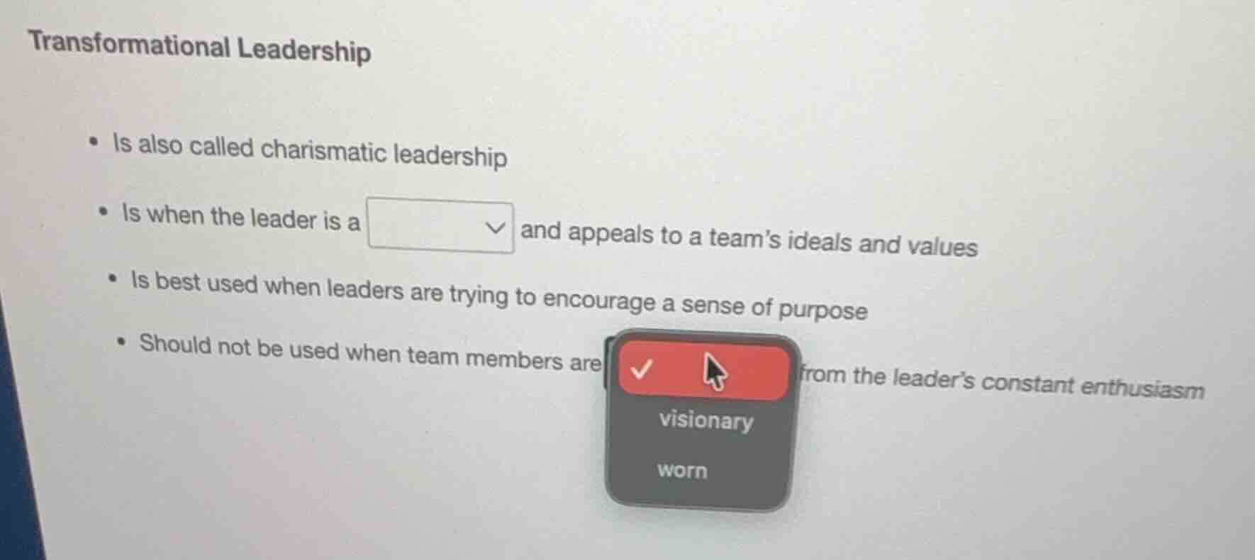 transformational leadership - is also called charismatic leadership - i…