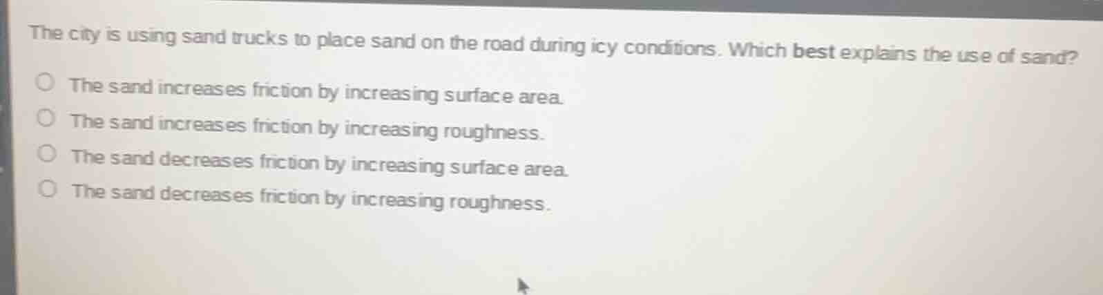 the city is using sand trucks to place sand on the road during icy cond…