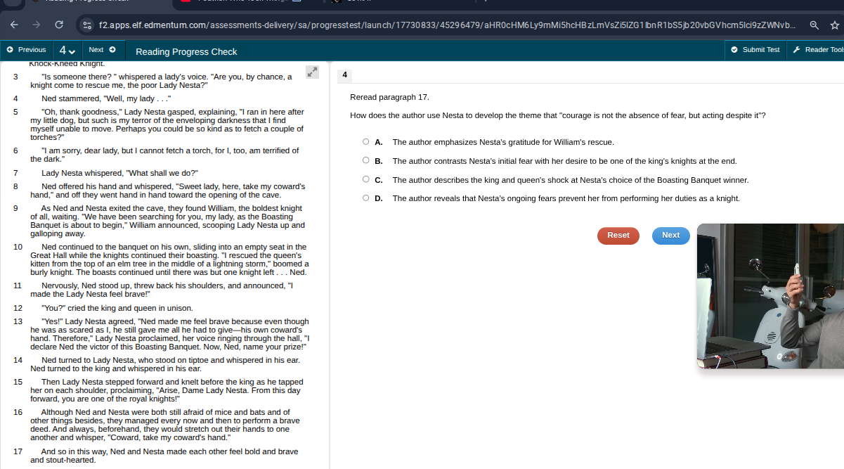 reread paragraph 17. how does the author use nesta to develop the theme…