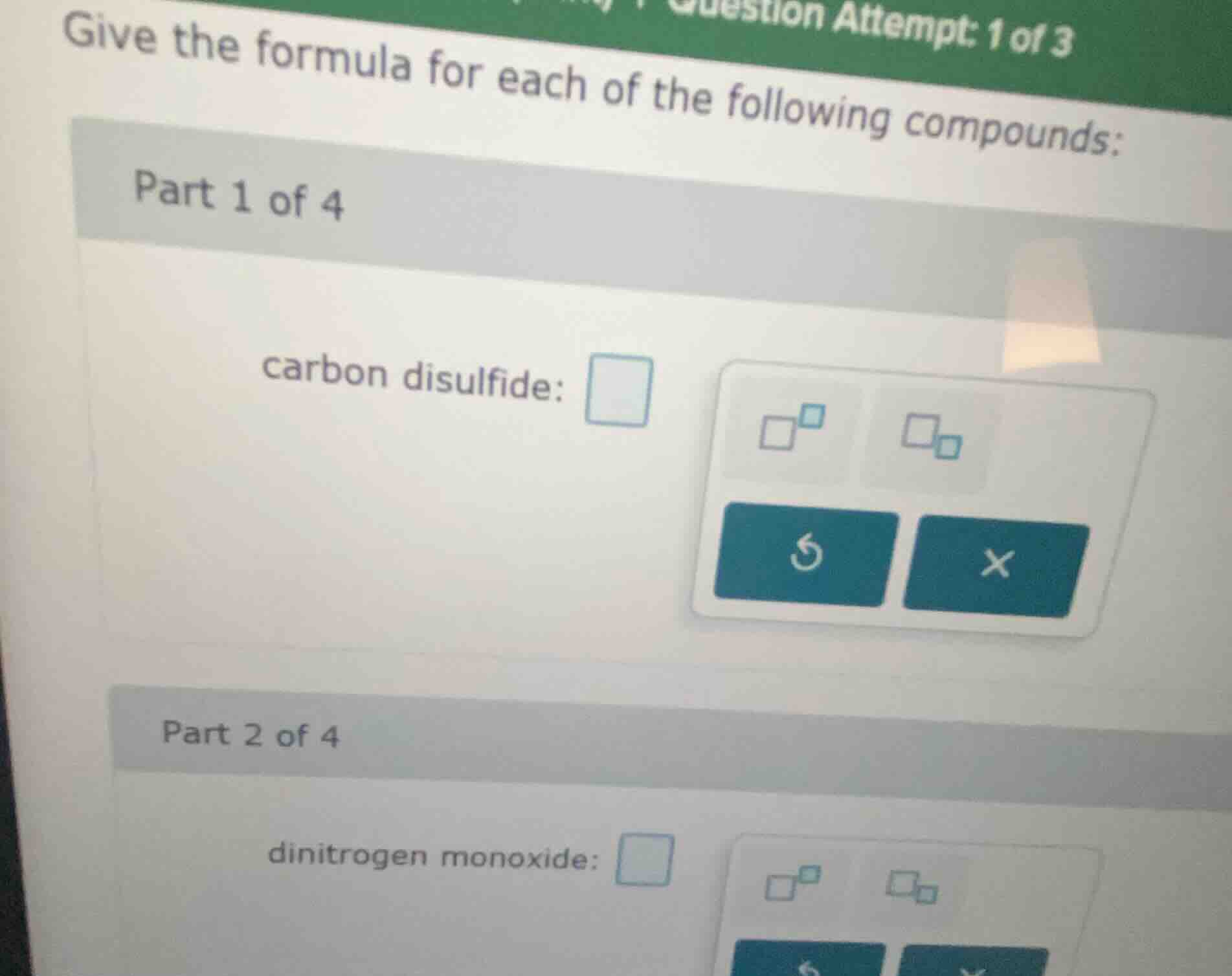 question attempt: 1 of 3 give the formula for each of the following com…