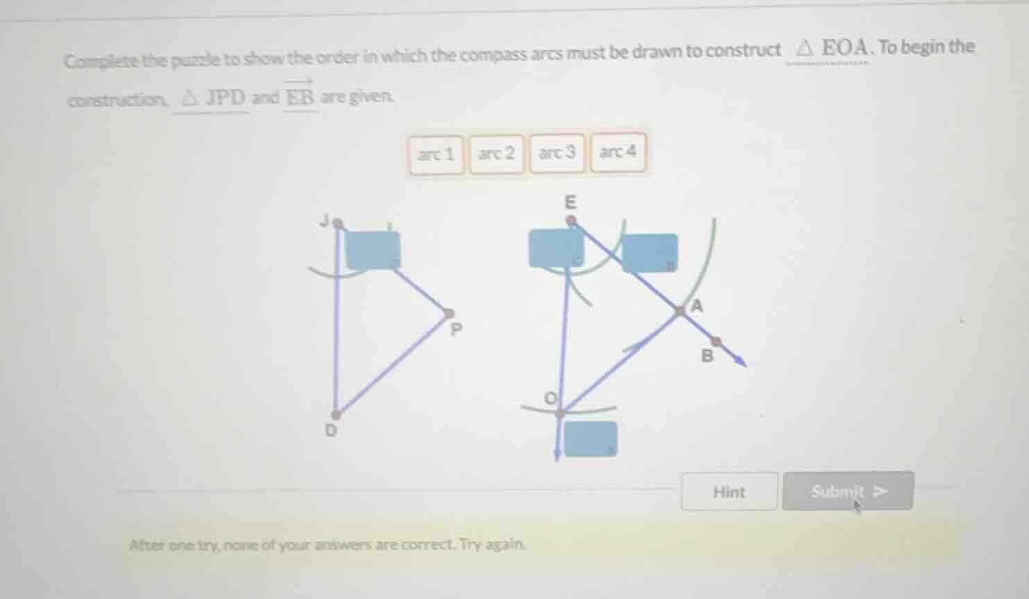 complete the puzzle to show the order in which the compass arcs must be…