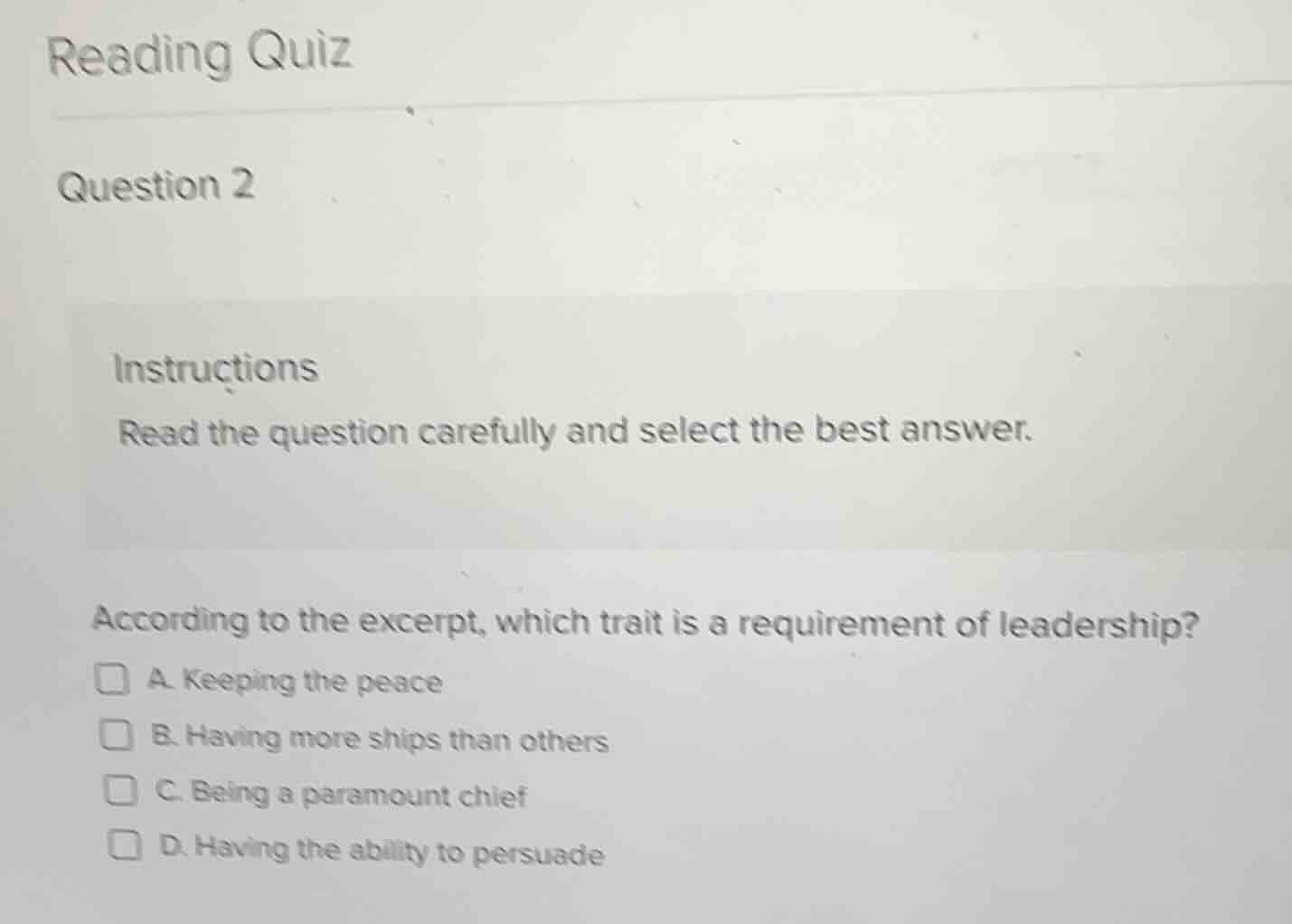 reading quiz question 2 instructions read the question carefully and se…