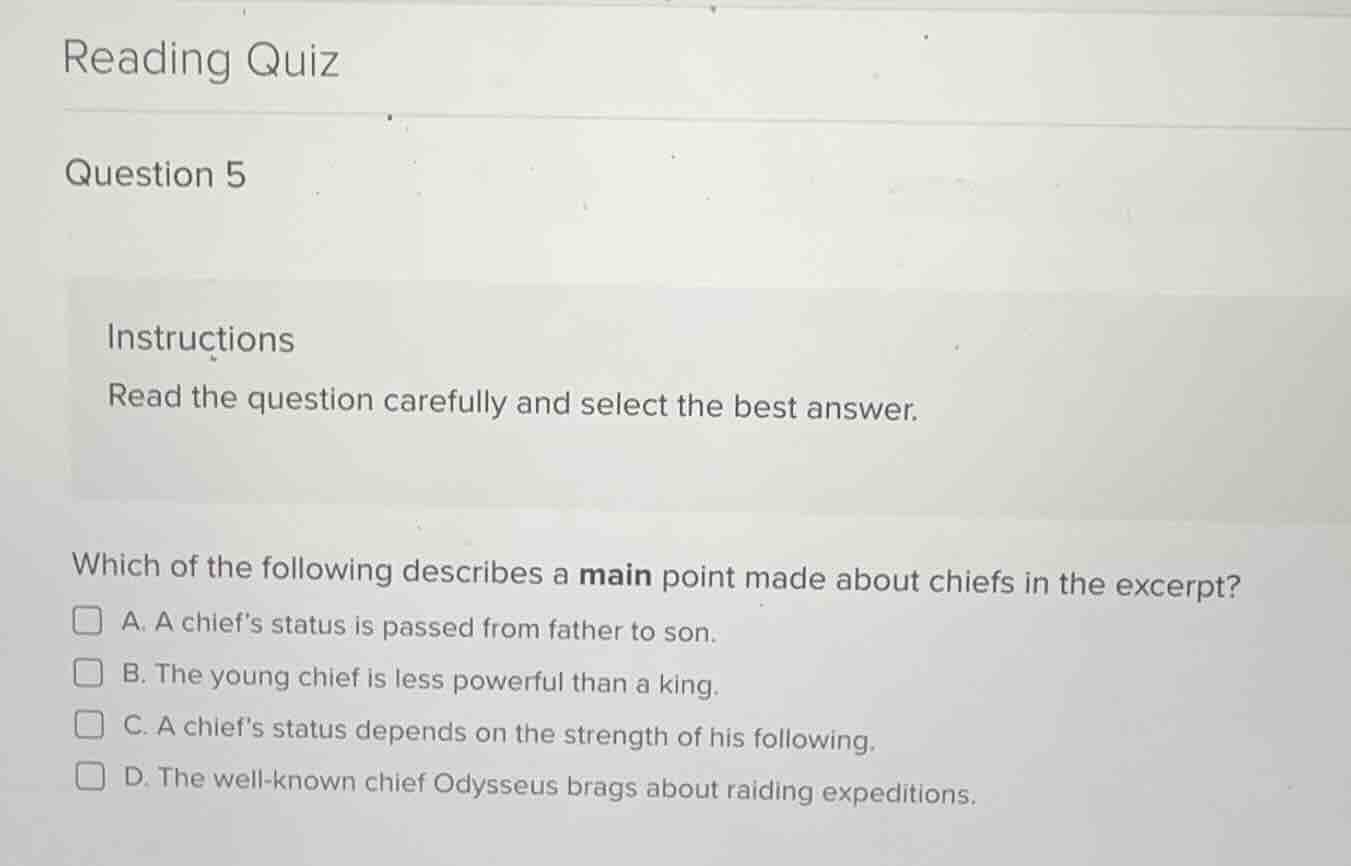 reading quiz question 5 instructions read the question carefully and se…