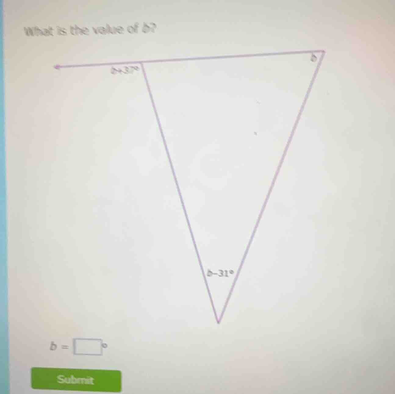 what is the value of ( b )? (there is a triangle diagram with an exteri…