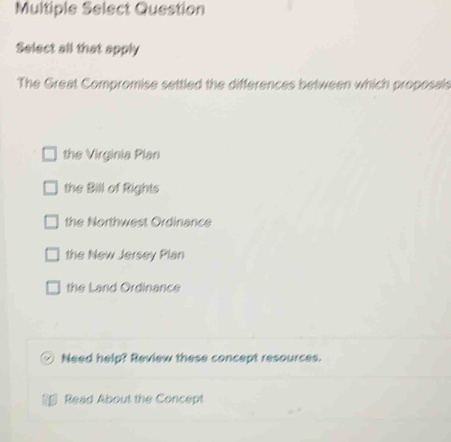 multiple select question select all that apply the great compromise set…