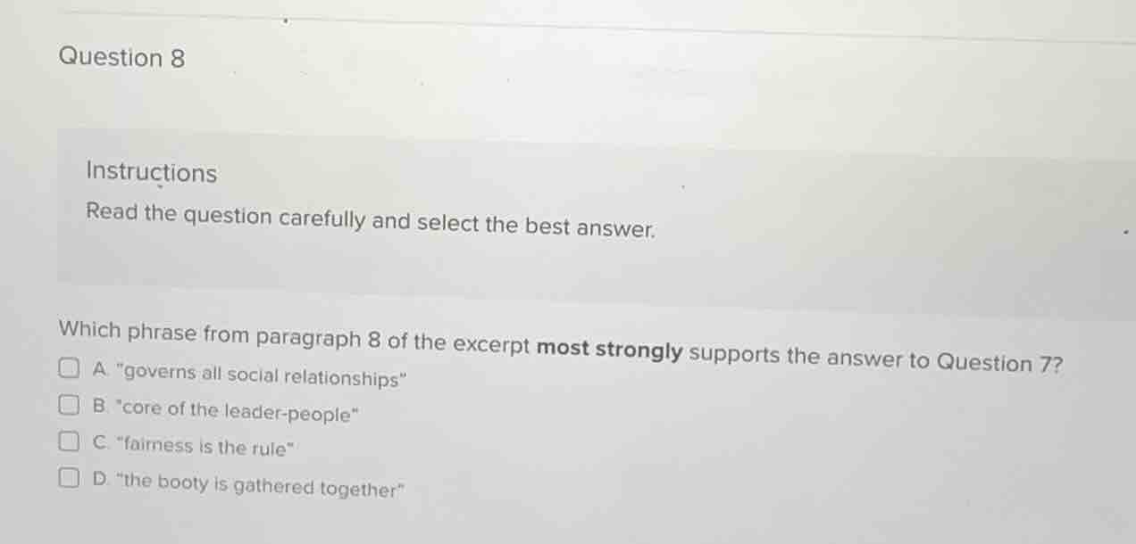 question 8 instructions read the question carefully and select the best…
