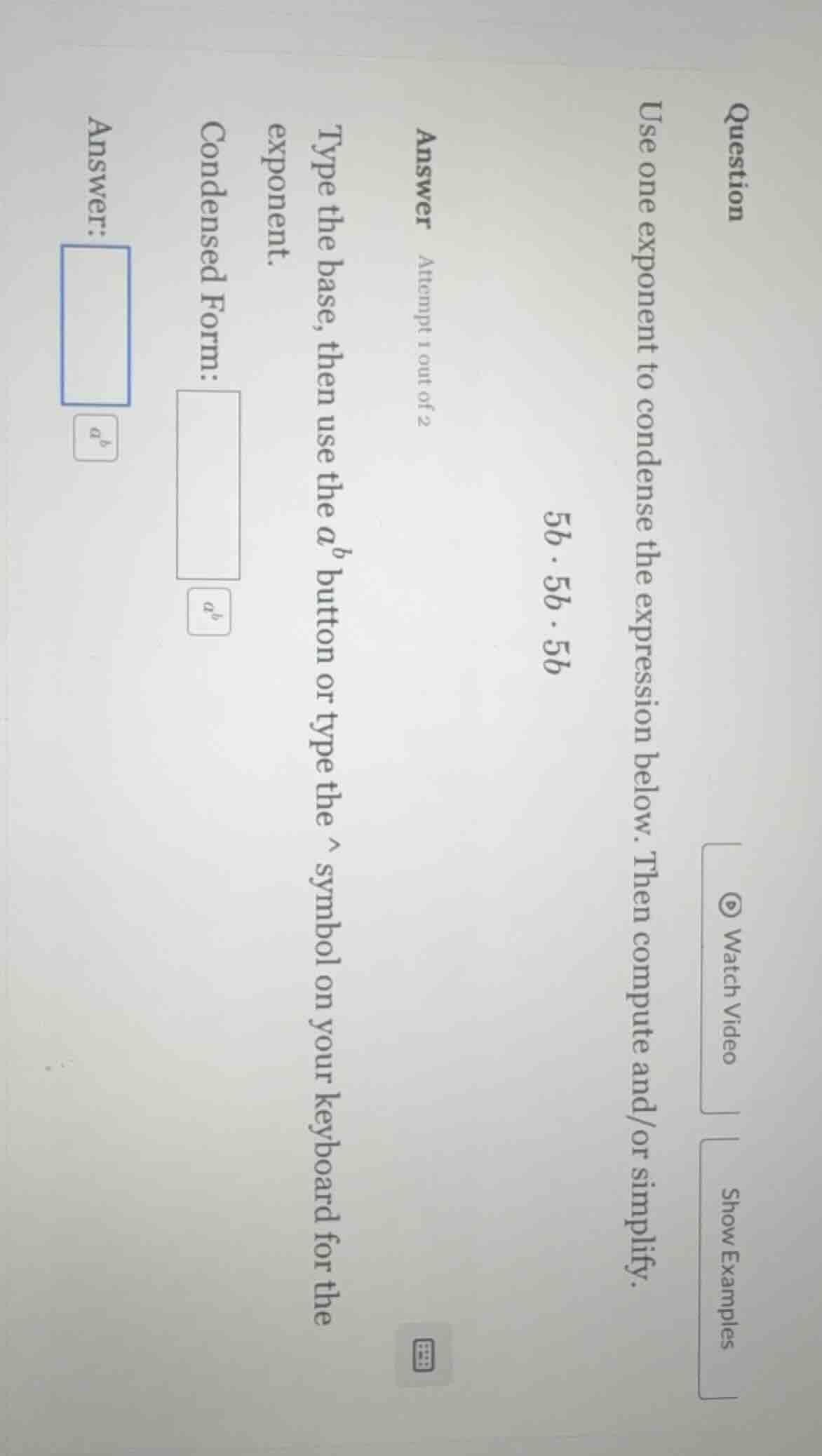 question use one exponent to condense the expression below. then comput…