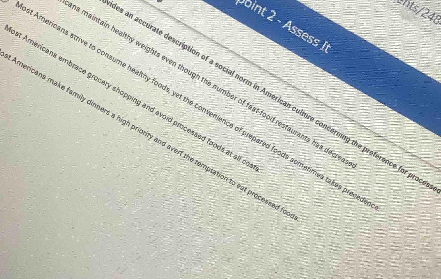 point 2 - assess it provides an accurate description of a social norm i…