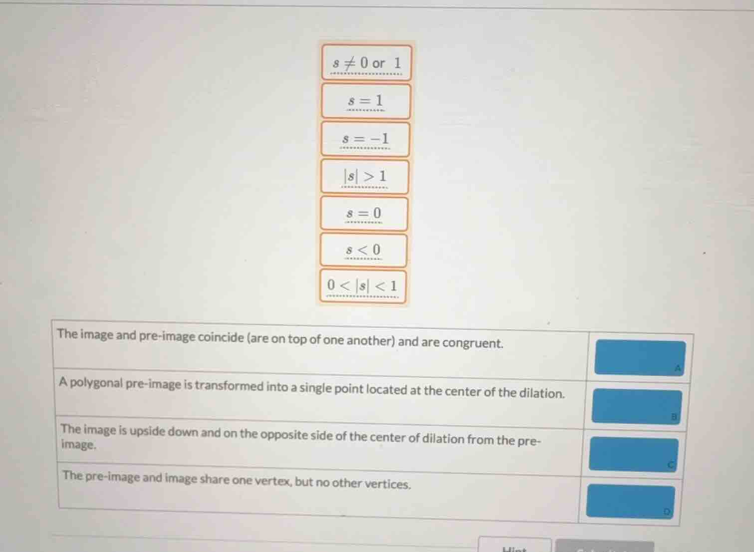 s ≠ 0 or 1; s = 1; s = -1; |s| > 1; s = 0; s < 0; 0 < |s| < 1. the imag…
