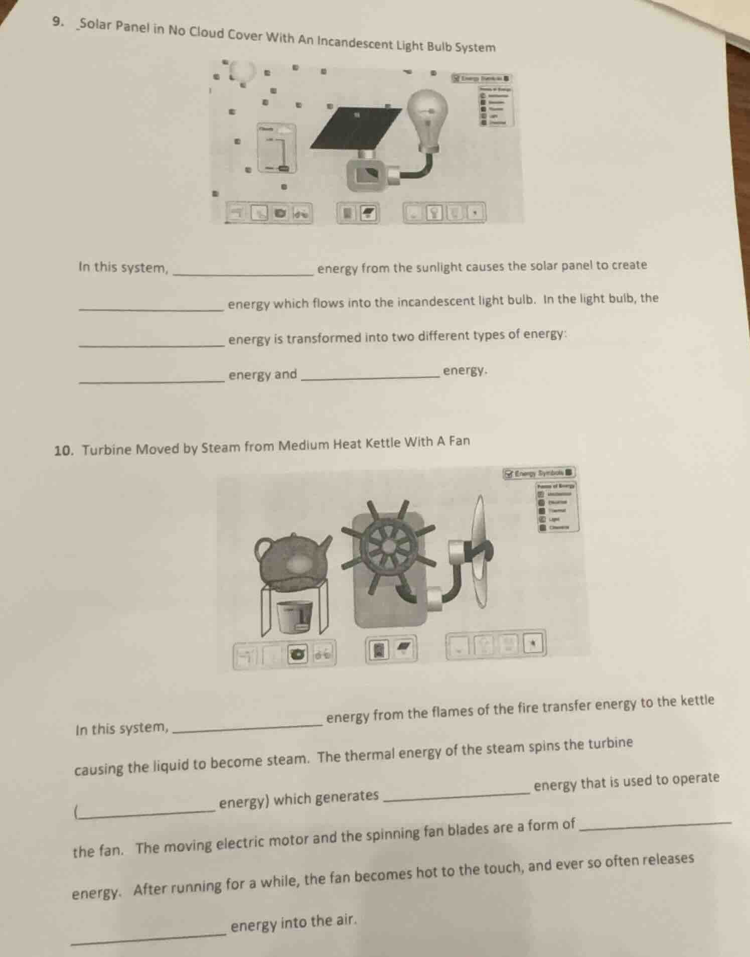9. solar panel in no cloud cover with an incandescent light bulb system…