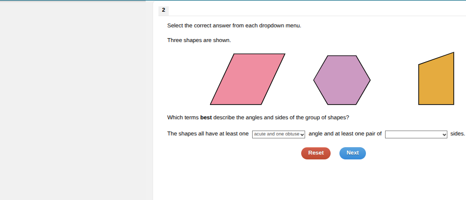 2 select the correct answer from each dropdown menu. three shapes are s…